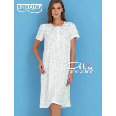 Linclalor camicia da notte lunga color azzurro 74107 - intimo notte donna