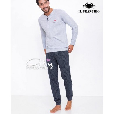 Il Granchio pigiama estivo GP356 Grigio e Blu notte con polsi - pigiami uomo online