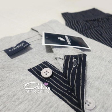 Il Granchio pigiama estivo GP356 Grigio e Blu notte con polsi - pigiami uomo online