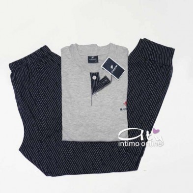 Il Granchio pigiama estivo GP356 Grigio e Blu notte con polsi - pigiami uomo online