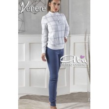 Pigiama invernale da donna Venere con righe glitter 2570