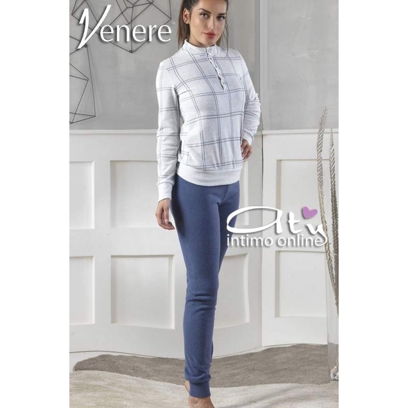 Pigiama invernale da donna Venere con righe glitter 2570