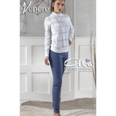 Pigiama invernale da donna Venere con righe glitter 2570