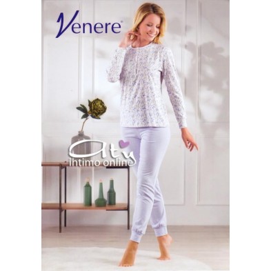 Pigiama estivo donna color confetto con fiori e fiocchi 3019 Venere