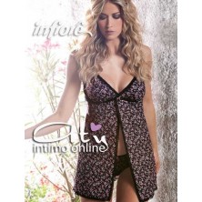 Babydoll + Perizoma INFIORE floreale su base nera FLE3465