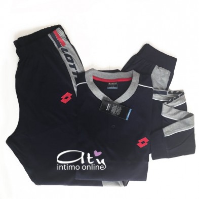 Lotto pigiama estivo uomo LP4053 Blu con logo rosso - pigiami online
