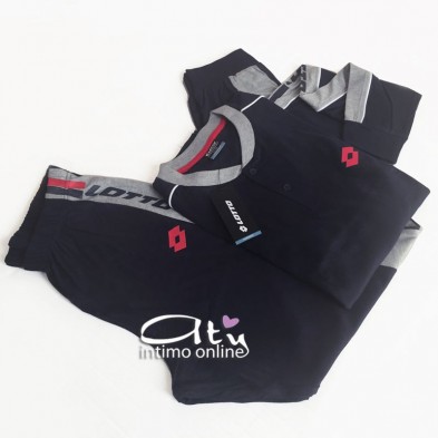 Lotto pigiama estivo uomo LP4053 Blu con logo rosso - pigiami online