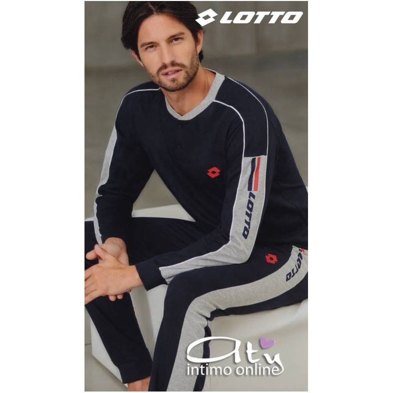 Lotto pigiama estivo uomo LP4053 Blu con logo rosso - pigiami online