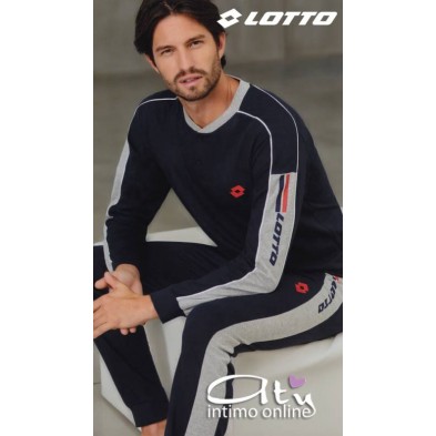 Lotto pigiama estivo uomo LP4053 Blu con logo rosso - pigiami online