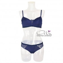Completo con reggiseno triangolo blu Infiore  MAR 1969 + mutanda brasiliana donna