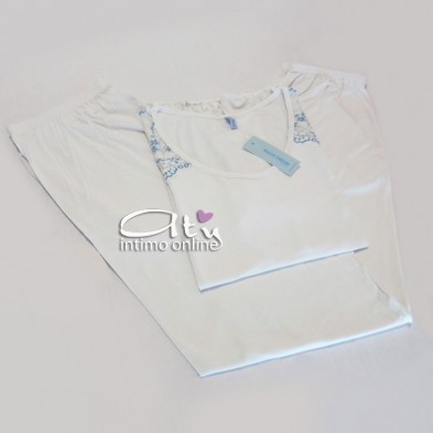 Pigiama bianco delicato con pizzo perla MagicDream 8117 - pigiami donna