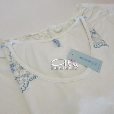 Pigiama bianco delicato con pizzo perla MagicDream 8117 - pigiami donna