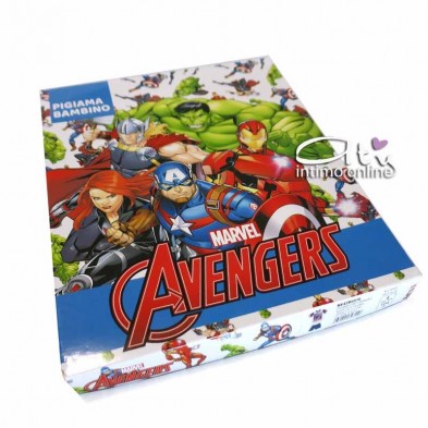 Pigiama Evengers bimbo 4-7 anni stampa rossa e blu