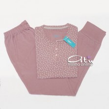 Pigiama da donna Infiore LaNuit Valentine rosa in cotone piccoli cuori VAT462