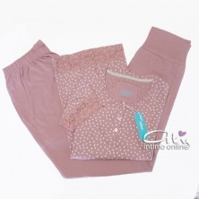 Pigiama da donna Infiore LaNuit Valentine rosa in cotone piccoli cuori VAT462