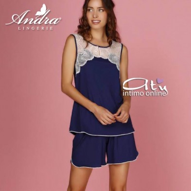 Set dreamwear in viscosa top + pantaloncino 8759 Andra pigiami made in Italy