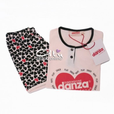 Pigiama bimba Dimensioni Danza t-shirt + shorts cuoricini DD22114K - pigiami coordinati
