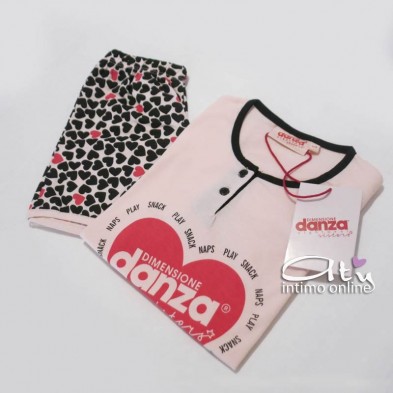 Pigiama bimba Dimensioni Danza t-shirt + shorts cuoricini DD22114K - pigiami coordinati
