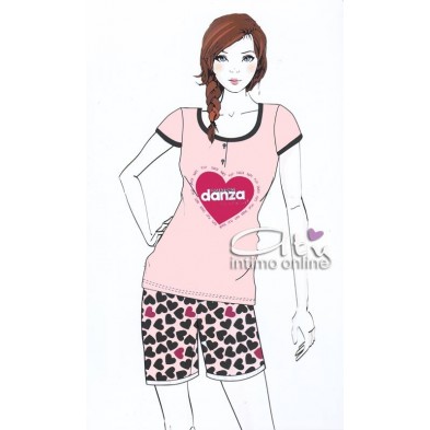 Pigiama bimba Dimensioni Danza t-shirt + shorts cuoricini DD22114K - pigiami coordinati