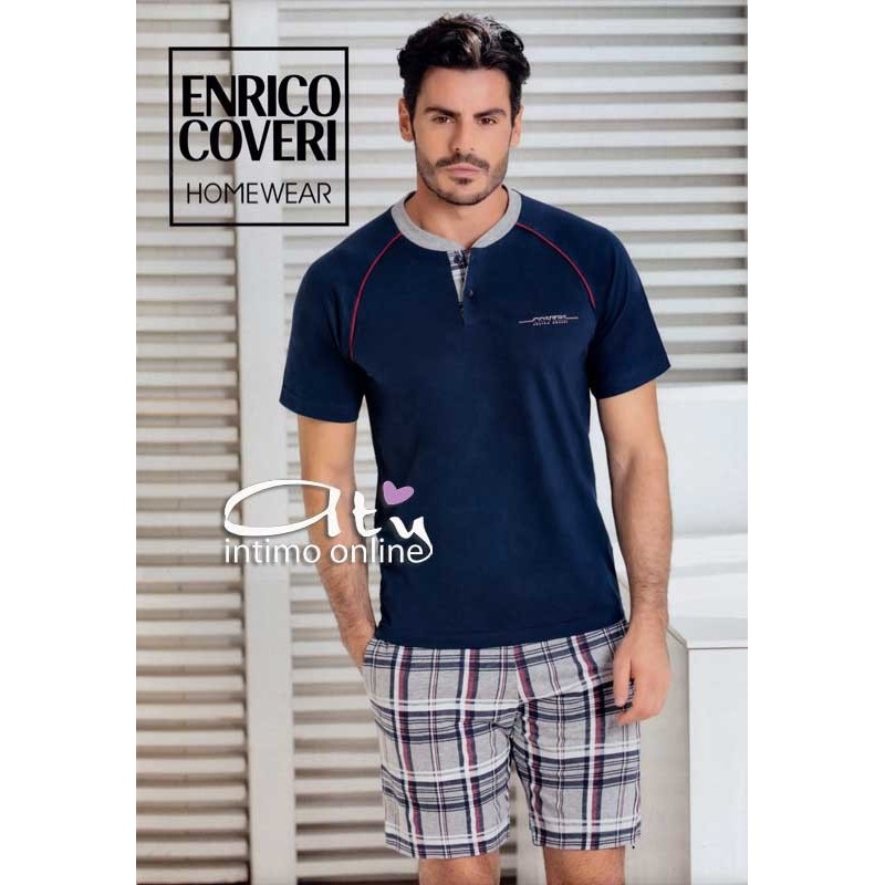 Pigiama estivo da uomo Coveri EP9133 Sport line homewear Scozzese