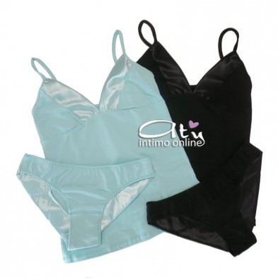 Completinto Deluxe Magic Dream Blu Nero e Tiffany 8170 - top + mutandine donna