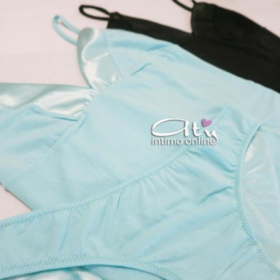 Completinto Deluxe Magic Dream Blu Nero e Tiffany 8170 - top + mutandine donna