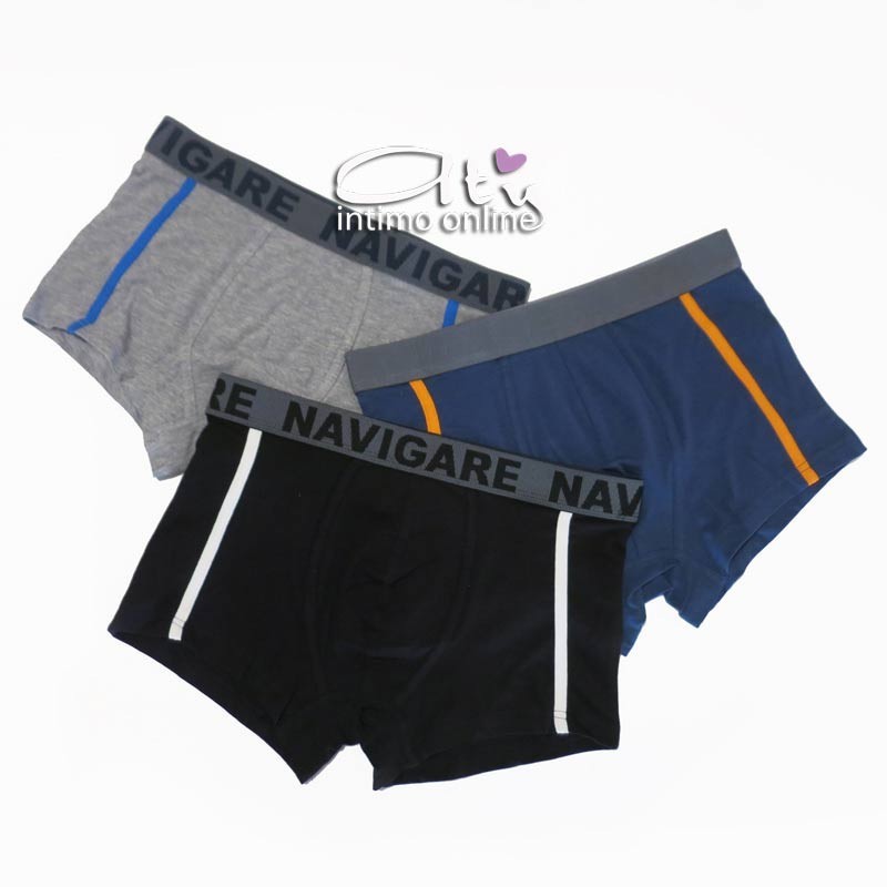 Navigare Boxer B2956Z Tris liscio con piping su entrambi i fianchi intimo uomo