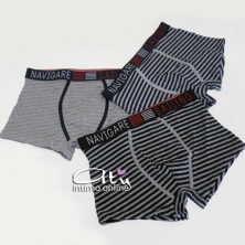 Navigare Boxer B2999Z Tris a righe nero, navy e grigio melange intimo mutande