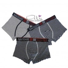 Navigare Boxer B2999Z Tris a righe nero, navy e grigio melange intimo mutande