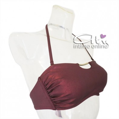 Bikini donna due pezzi Fascia mare bordeaux con texture + tanga annodato SièLei FA05