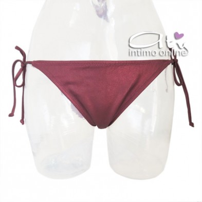 Bikini donna due pezzi Fascia mare bordeaux con texture + tanga annodato SièLei FA05