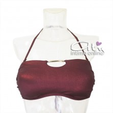 Bikini donna due pezzi Fascia mare bordeaux con texture + tanga annodato SièLei FA05