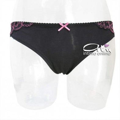 Jadea Chic reggiseno balconetto + mutanda nera con balza di pizzo fuxia 4143