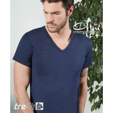 Maglietta uomo in fresco cotone scollo V Trevi Pack. 6Pz