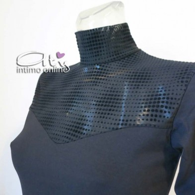 Maglia lupetto Jadea taglio cuore pois rombi flock