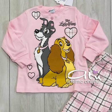 Pigiama bambina Lilli e il vagabondo Disney bimba 3-10 anni scozzese