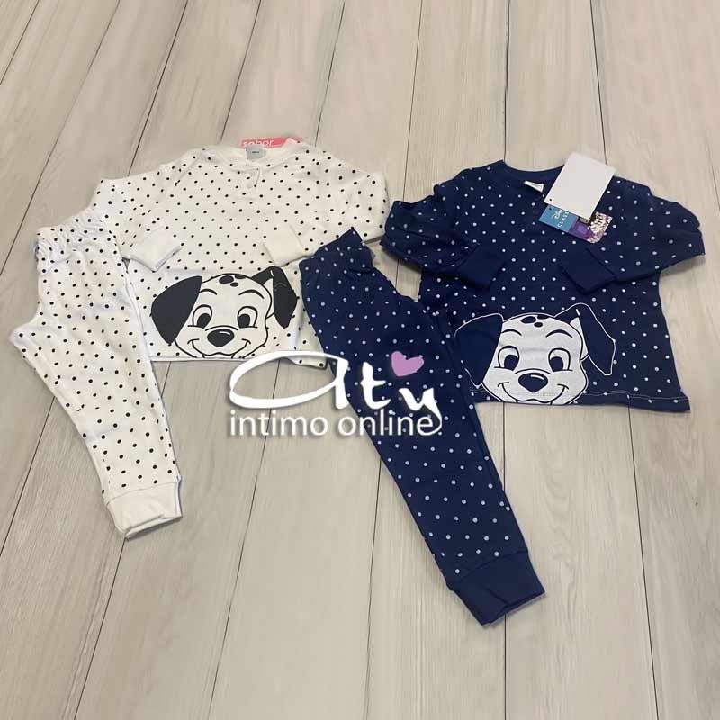Pigiama Carica dei 101 Disney bimba 3-10 anni blu e bianco