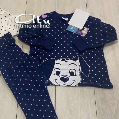 Pigiama Carica dei 101 Disney bimba 3-10 anni blu e bianco
