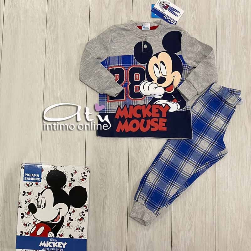 Pigiama Mickey Mouse bimbo 3-7 anni azzurro o grigio pigiami bambino disney