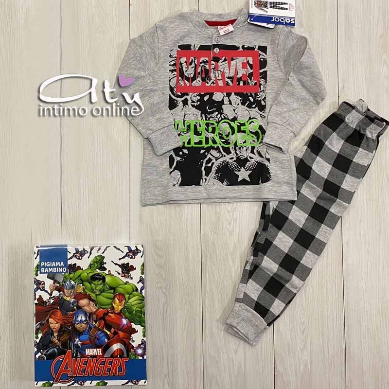 Pigiama Avengers ragazzo 8-10 anni grigio o Avio