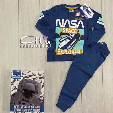 Pigiama ragazzo Nasa bimbo 3-10 anni Avio o Blu Royal pigiami invernali
