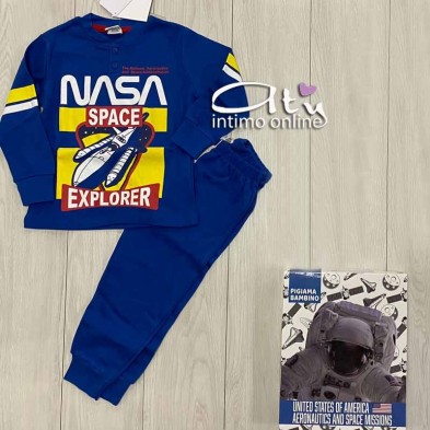 Pigiama ragazzo Nasa bimbo 3-10 anni Avio o Blu Royal pigiami invernali