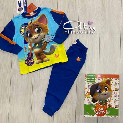 Pigiama Lampo 44 Gatti bimbo 3-7 anni Royal o Avio pigiami bambino