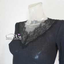 Maglia donna Sublyme costina The luxury cashmere ultra light V pizzo