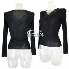 Maglia donna Sublyme costina The luxury cashmere ultra light V pizzo