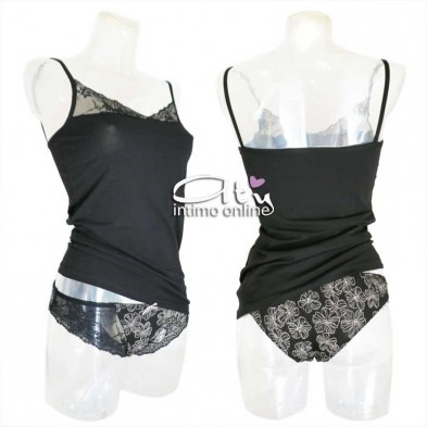 Jadea Chic top e slip donna Era cotone e pizzo