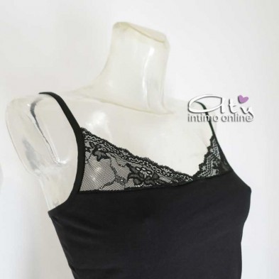 Jadea Chic top e slip donna Era cotone e pizzo