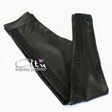 Leggings scritta rilievo Eletta Milano pelle