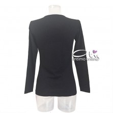 Jadea maglietta donna in cotone con inserto pizzo e tulle