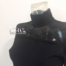 Jadea lupetto sottogiacca manica lunga con pizzo fiorato su decollete